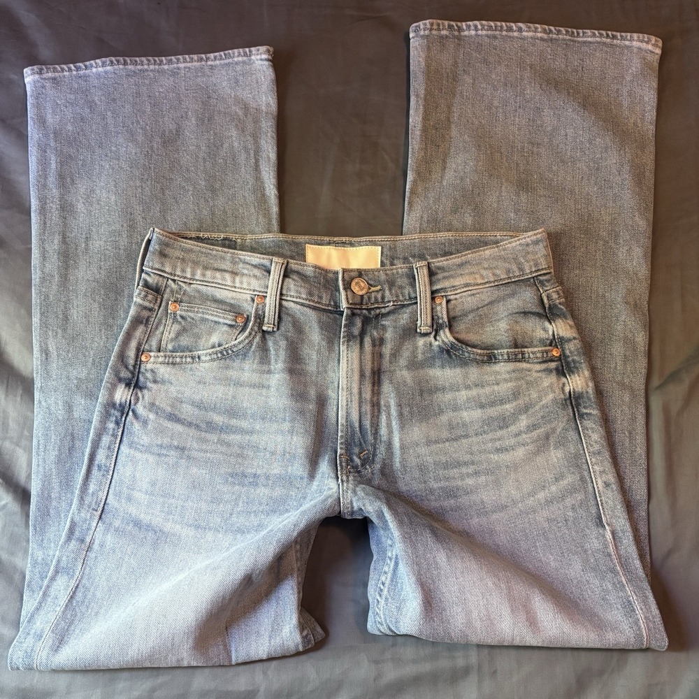 Mother The Bookie Flood Jeans 26 Wide Leg Flared Light Wash Blue High Rise NWOT